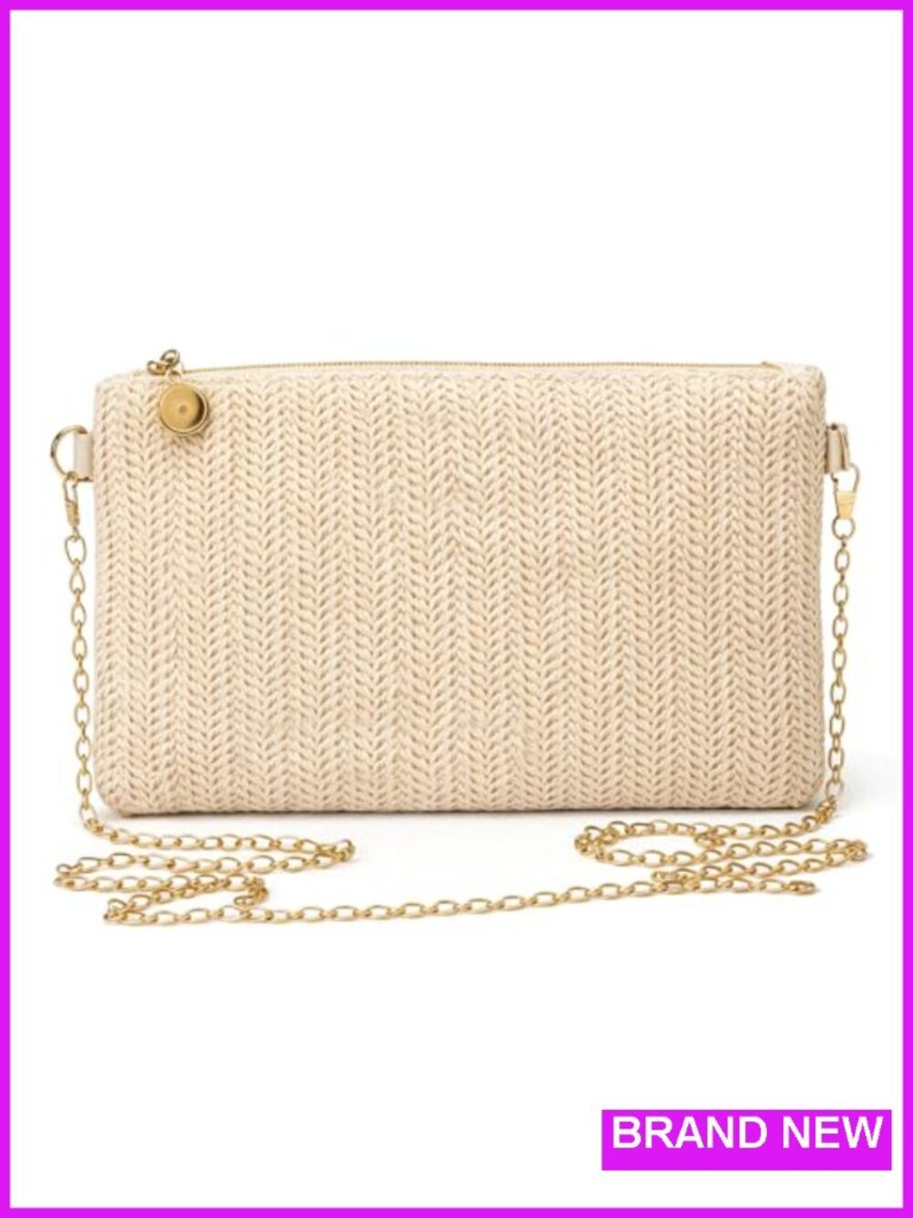 Bohemian Woven Straw Clutch Wristlet Beach Bag for Women Travel Work